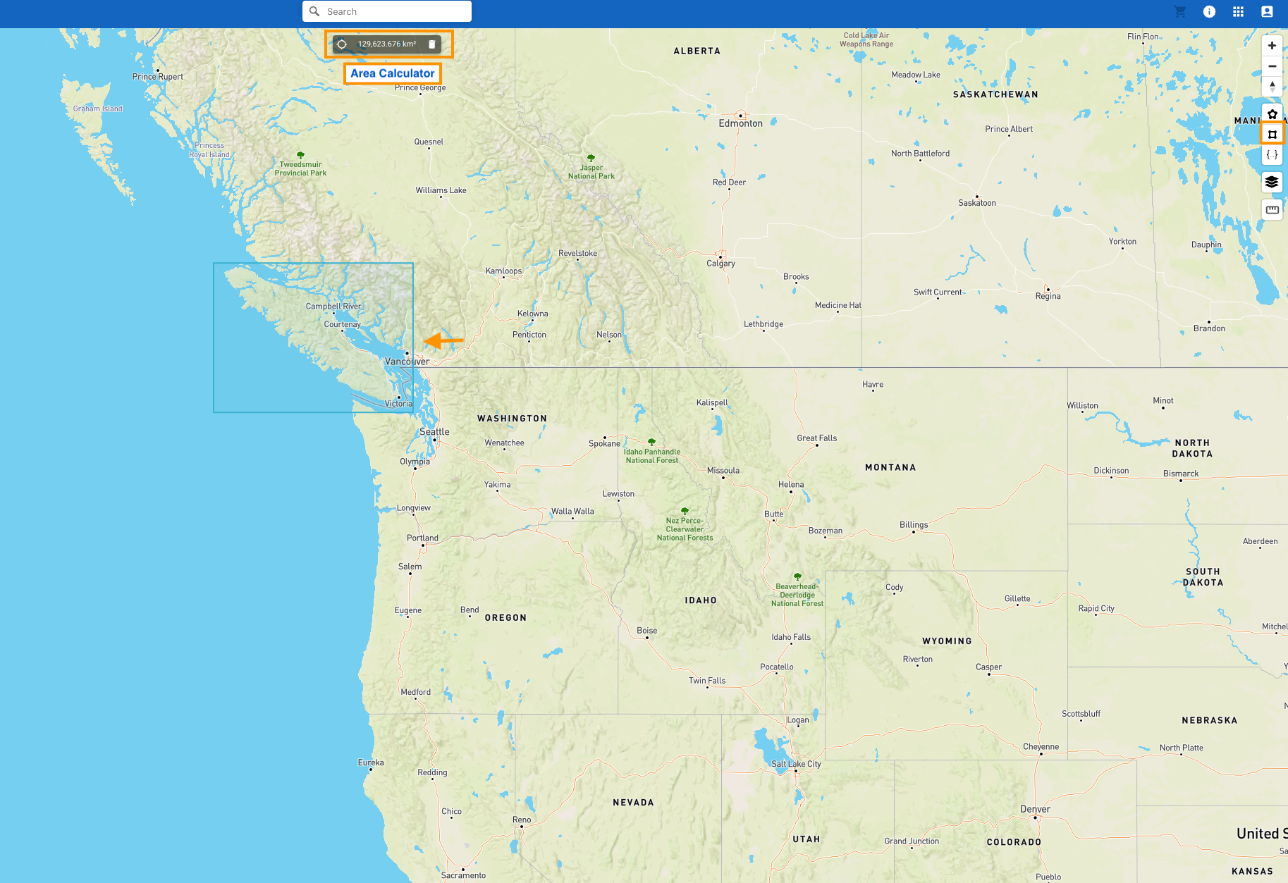 EarthPlatform Rectangular Area Calculator