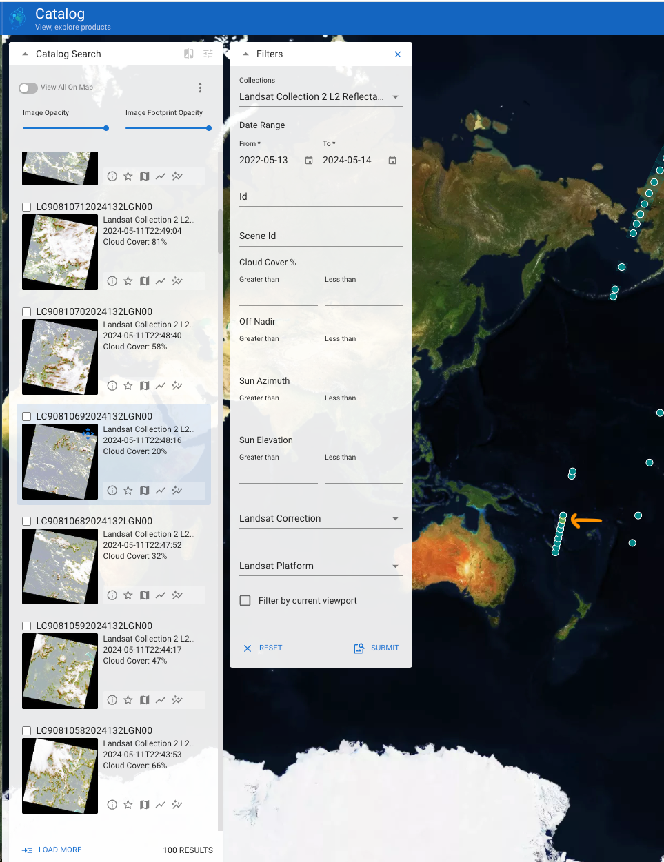 EarthPlatform Filter Panel