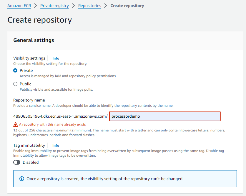 ECR Repository creation Create ECR repository