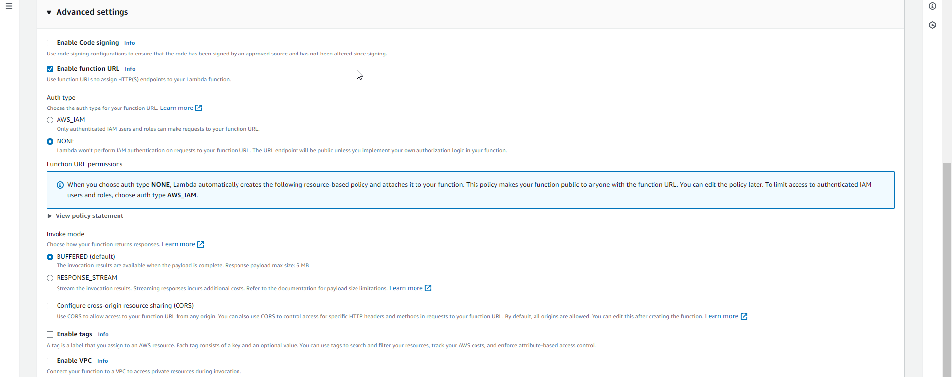 Lambda Function creation Create Lambda