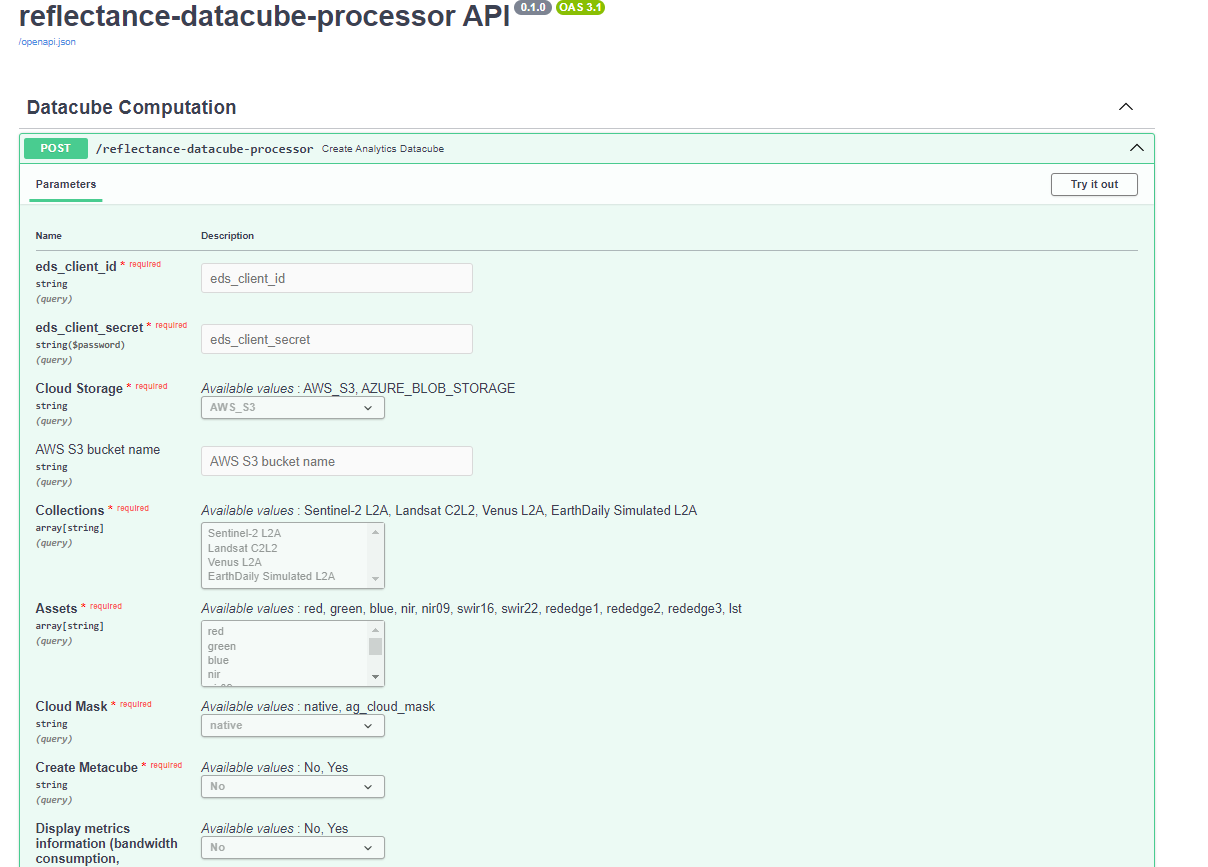 Reflectance Datacube API Reflectance Datacube API