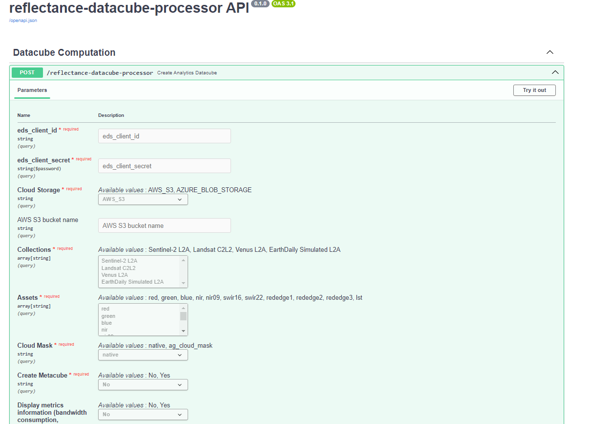 Reflectance Datacube API